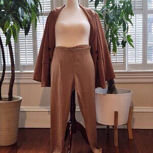 Tan Skinny Ribbed Stretch Pants